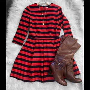 Gap Red and Navy blue striped 3/4 sleeve dress
